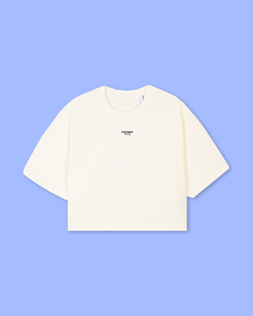 Dreamers Club Cropped Tee, Cream
