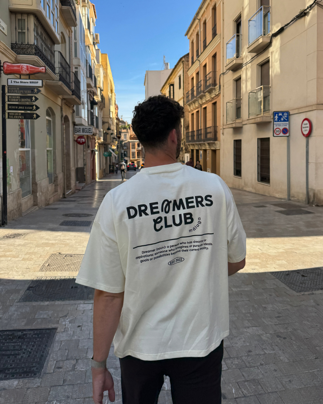 Dreamers Club Oversized Tee, Cream