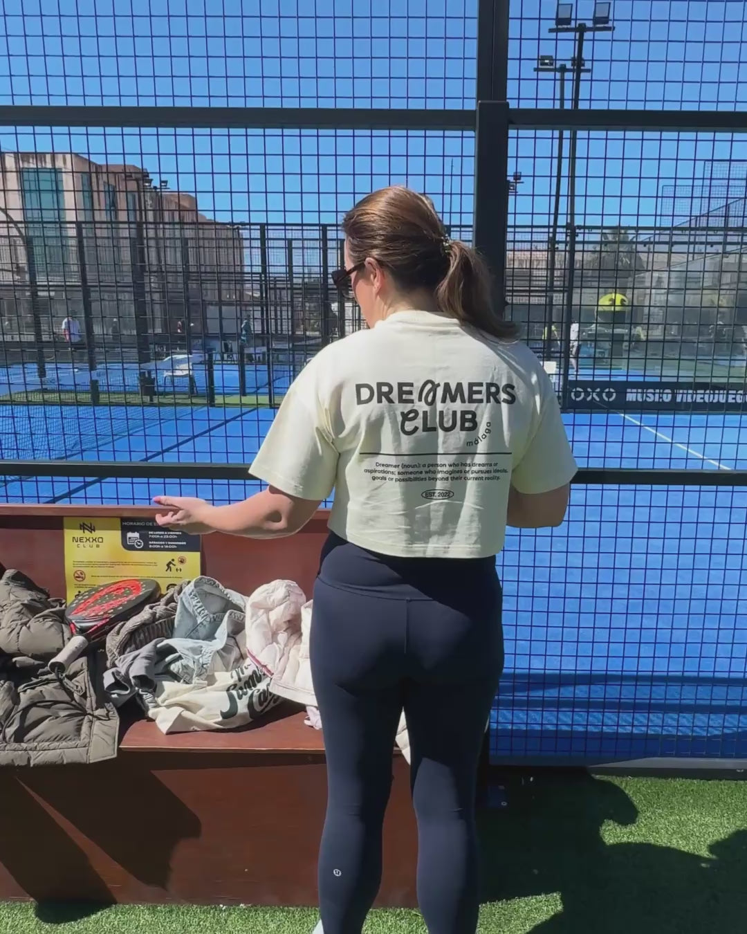 Dreamers Club Cropped Tee, Cream